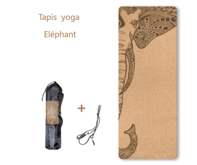 Tapis yoga liège éléphants + sac